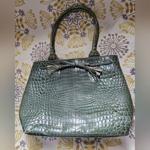 Womens Talbots Italy Green Alligator Print Purse Genuine Leather